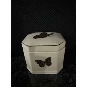 Takahashi Porcelain Butterfly Trinket Box Gold Vintage San Francisco